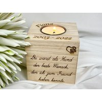 Gedenkkerze Aus Holz Für Haustiere/ Trauerkerze/Trauerlicht Gedenklicht Holzwürfel Unikat Feuerholz /Trauer/ Katze Hund von JCFeuerholz