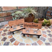 Schnapsbank Erlen-Holz, Mit 2 Schnapsgläser Stamperl Gravur Personalisierbar Wunschtext/Hochzeit Verlobung Einzug Einweihung von JCFeuerholz