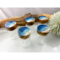Voratsglas 245 Ml Mit Mango-Deckel Zum Schrauben Vorratsgläser, Vorratsdose Aus Glas Strand Resin Wellen Epoxidharz Epoxy Gewürzglas von JCFeuerholz