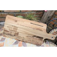 Wird Mal Wieder Zeit Für Meer Schneidebrett Akazien-Holz, Mit Wunschtext/Gravur Personalisierbar Strand, Meer, Wellen, Ostsee von JCFeuerholz