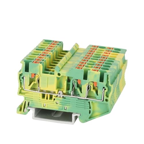 PT2.5-TW-PE Push-in Erdungsklemmenblock for Din-Schiene, 3-adrig, Erde, PT 2.5, Doppeldraht, 5/10 Stück(10 Pcs) von JCIBHODF