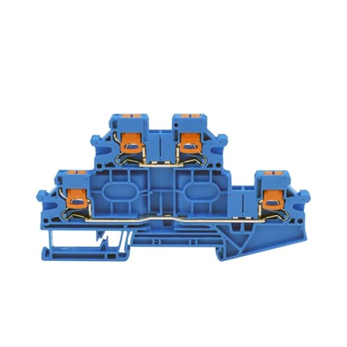 PTTBV 2.5 Doppelstöckiger seitlicher Steckklemmenblock, 2,5 mm² Kabelverdrahtung, DIN-Schienenmontage, 5 Stück(PTTBV2.5-Blue) von JCIBHODF