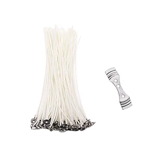 JCKD 100 Stück weiße Kerze Docht mit 1pc 3 Loch Metall Dochthalter Set, Baumwolle Kerze Docht, langlebig Docht für Kerze Machen Handwerk DIY von Ihnen selbst (15cm) von JCKD