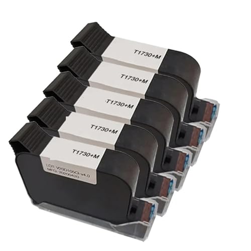 1730M 12,7 mm Original-Tintenpatronen, wasserfeste schwarze Lösungsmitteltinten for Tintenstrahldrucker Multiformatdruck(5PCS) von JCKJWL