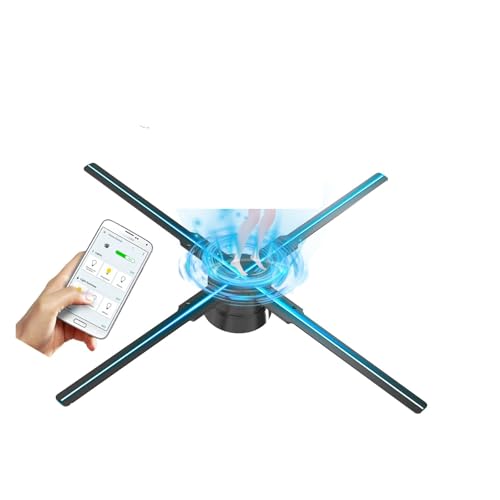 70 cm/27,6 Zoll 3D-Hologramm-Ventilator, 4 Ventilatorflügel mit 832 LED-Perlen, TF-Karte, Anwendungsübertragung und Fernbedienung HD Halloween Großer Betrachtungswinkel von JCKJWL