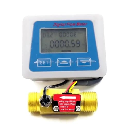 G1/2 Durchflusssensor Digitalanzeige Durchflussmesser Durchflussmesser Totameter Elektronischer Wasserzähler Temperatur Zeit Hohe Empfindlichkeit für mehrere Medien G1/2 Durchflusssensor Digitalanzeige Durchflussmesser Durchflussmesser Totameter Elektronischer Wasserzähler Temperatur Zeit Hohe Empfindlichkeit für mehrere Medien von JCKJWL