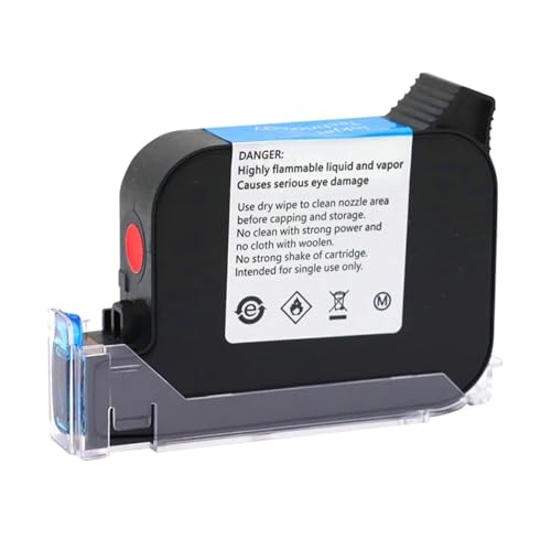 JS12 JS12M 600DPI 12,7mm Handheld Thermo-Tintenstrahldrucker Schnelltrocknende EcoSolvent-Tintenpatrone Mini-Drucker Schwarz Rot Blau Weiß Multiformatdruck(Blue) von JCKJWL