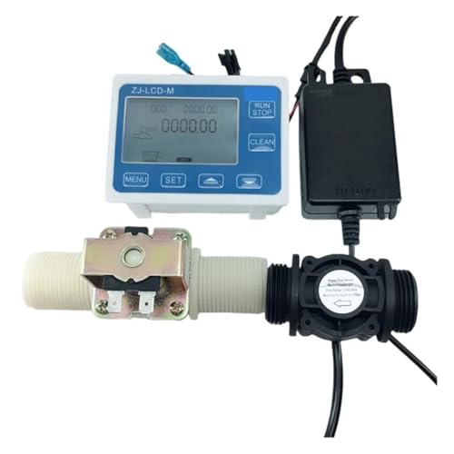 LCD-Turbinendurchflussmesser, wasserdichter Controller mit 1-Zoll-Ventil + Durchflusssensor + Netzteil-Ladegerät Hohe Empfindlichkeit für mehrere Medien(FS400A) von JCKJWL