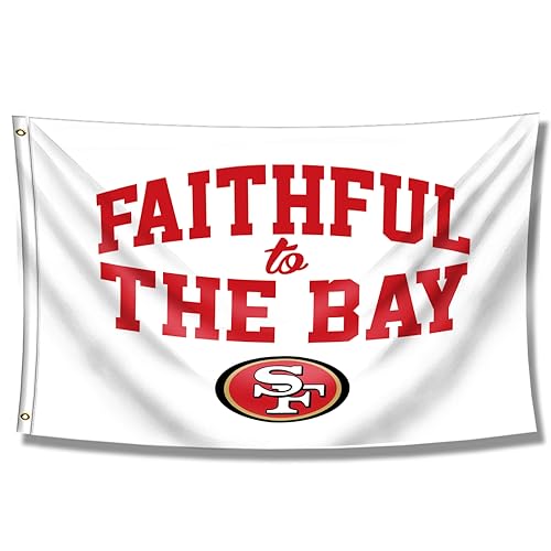 JCLOCK 49ers Flagge "Faithful To The Bay", 90 x 152 cm, San Francisco, Banner mit Ösen für Garage, Männerhöhle, Wanddekoration, Sportfan-Flagge von JCLOCK