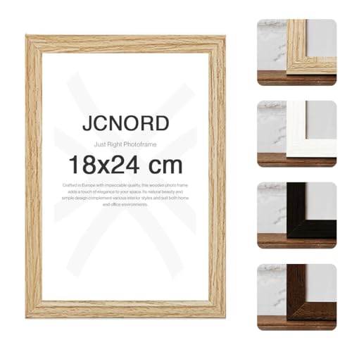 JCNORD MDF Eichenfarbener Holz Bilderrahmen 20x30 cm mit bruchsicherem Plexi-Glas | Moderner Fotorahmen für Wände und Tische von JCNORD