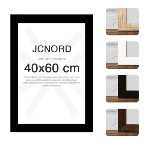 JCNORD Schwarzer MDF Holz Bilderrahmen 40x60 cm mit bruchsicherem Plexi-Glas | Moderner Fotorahmen für Wände und Tische von JCNORD