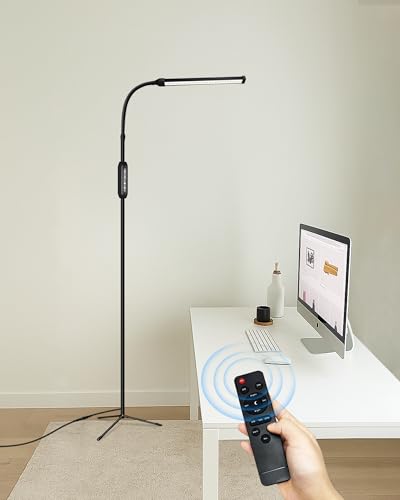JCOTTON LED Stehlampe Wohnzimmer,Stehlampen Drehbar 360° Stehlampe Dimmbar mit Flexibler Schwanenhals für Schlafzimmer, Wohnzimmer, Wimpernverlängerung (X7-Fernbedienungsmodell) von JCOTTON
