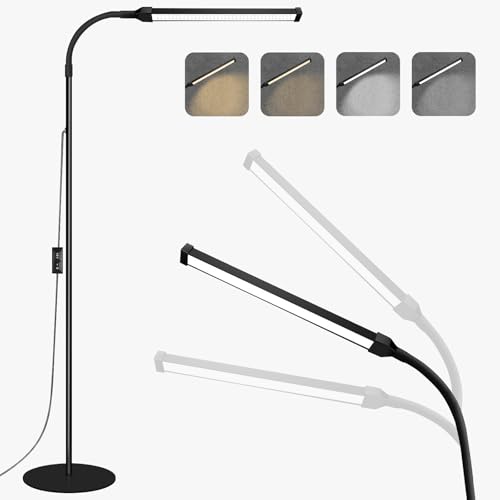 JCOTTON Stehlampe LED Stehlampe Dimmbar Leselampe Stehlampe Wimpern Lampe Kosmetik Lampe mit Schwanenhals 360°Verstellbar für Schlafzimmer Büro von JCOTTON