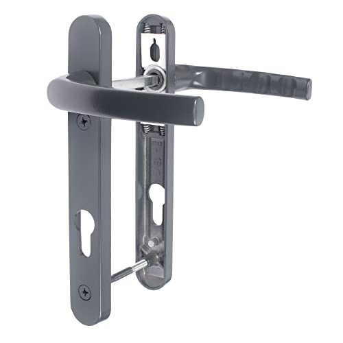 JCP UPVC-Türgriff-Paar, 122 mm Schraubenmitte, 92 PZ 92 mm Federsatz, Rückplatte 220 mm x 30 mm, Anthrazitgrau 7016 von JCP