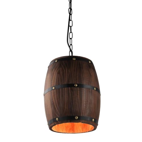 JCPYIUL Pendelleuchte Aus Weinfass-Schirm Vintage Pendellampe Hängelampe Holz Weinlichter Für Schlafzimme Treppenhaus Arbeitszimmer von JCPYIUL