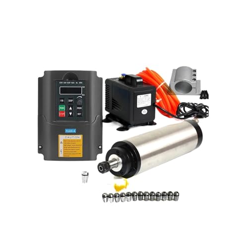 1,5 kW ER11 wassergekühlter Spindelmotor + 1,5 kW VFD-Wechselrichter + 65 mm Vorrichtung + Wasserpumpe/5 m Rohr + 13 Spannfutter(110V) von JCQXJJLWN
