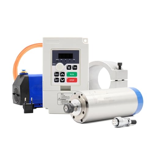 1,5 kW ER16 wassergekühlte Spindel 80 x 220 mm 0,01 mm Präzision & 1,5 kW Frequenzumrichter & Halterung & 75 W Pumpe(380v) von JCQXJJLWN