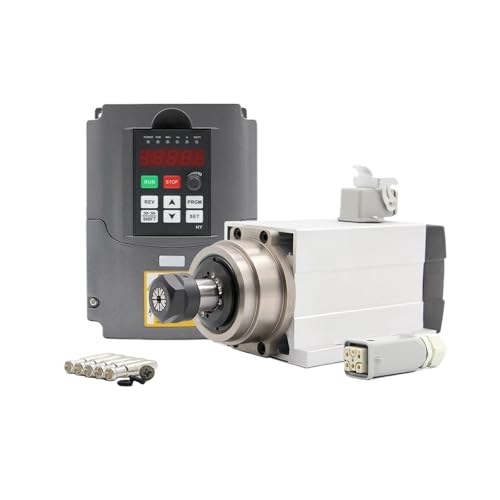 1,5 kW ER20 luftgekühlter Spindelmotor, quadratisch, mit Flansch, 4 Lager, Präzision 0,01 mm, 1,5 kW Frequenzumrichter(220v) von JCQXJJLWN