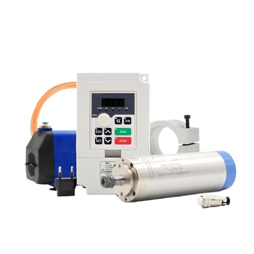 800 W wassergekühltes Spindelkit 0,8 kW 4-teiliges Lager 65 x 195 mm & H100 1,5 kW Wechselrichter/VFD & Halterung & 75 W Pumpe(110v) von JCQXJJLWN