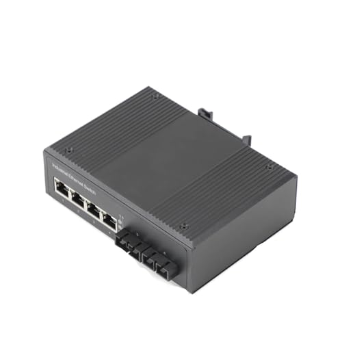 JCQXJJLWN Industrietauglicher 100M/1000M POE-Switch mit 1/2 optischen Ports und 1/2/4 elektrischen Ports, Dual-Fiber-SC-Transceiver(100M 4 SC-4 RJ45) von JCQXJJLWN