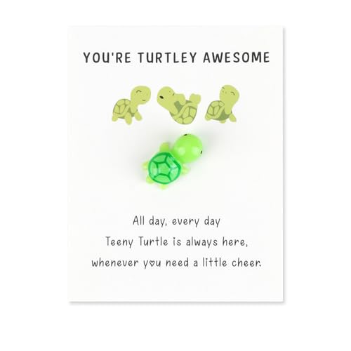 Mini Sea Turtle, You're Turtley Awesome Positive Energy Friendship Turtle, Cute Tortoise with a Encourage Card, Inspirational Pocket Hug Gift for Friends Family (Green) von JCSJK
