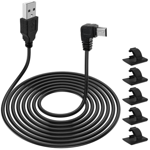 USB 2.0 A auf Mini B USB 5-poliges Kabel, 90 Grad rechtwinklig, Ellenbogen-Netzteilkabel, extra lang, für Garmin Dashcam Auto GPS-Navigation von JCSJK