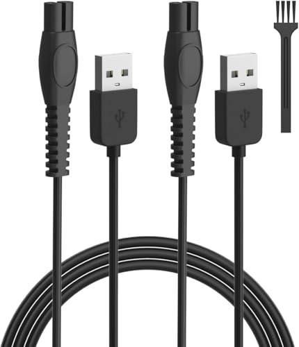 USB-Kabel 5 V, kompatibel mit Philips OneBlade QP2734, 2 Ladekabel für Elektrorasierer QP2724 QP2834 QP1924 QP4631 S3243 MG5910 QP2824 MG7910 MG7930 MG9510 QP110 424 (inkl. Reinigungsbürste) von JCSJK