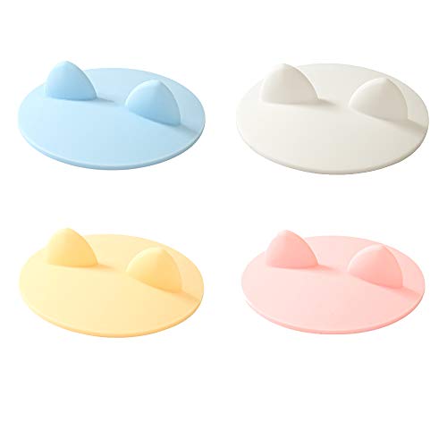 4Pack Cute Cat Ear Cup Lid Cover, JCSMARTEC Silicone Creative Anti-Dust Rubber Airtight Seal Suction Cap Niedliche Silikon Tassendeckel Abdeckung von JCSMARTEC
