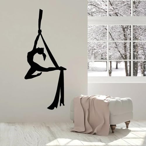 JCSMKFQ Aerial Yoga Wandtattoo Mädchen Vinyl Wandaufkleber Mädchen Schlafzimmer Yoga Studio Fitnessstudio Dekoration JCSMKFQ Aerial Yoga Wandtattoo Mädchen Vinyl Wandaufkleber Mädchen Schlafzimmer Yoga Studio Fitnessstudio Dekoration von JCSMKFQ