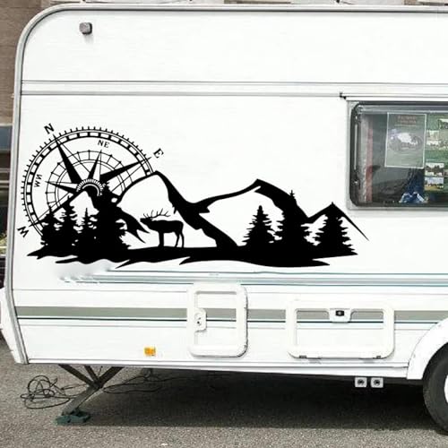 JCSMKFQ Camping Kompass Berg Fahrzeug Aufkleber Aufkleber RV Camping Wald Erkundung Auto Aufkleber Vinyl von JCSMKFQ