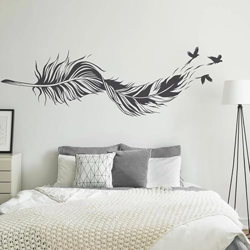 JCSMKFQ Cartoon gebogene Feder mit fliegendem Vogel Freiheit Wandaufkleber Aufkleber Liebe Schlafzimmer Wohnzimmer Innenaufkleber JCSMKFQ Cartoon gebogene Feder mit fliegendem Vogel Freiheit Wandaufkleber Aufkleber Liebe Schlafzimmer Wohnzimmer Innenaufkleber von JCSMKFQ