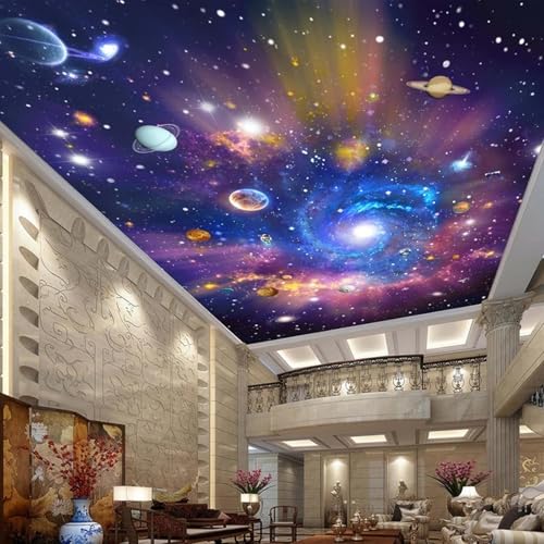 JCSMKFQ Deckenwandbild 3D Wohnzimmer Tapete Interstellares Universum Galaxie Innendeckendekoration Wandkunst Malerei Aufkleber von JCSMKFQ