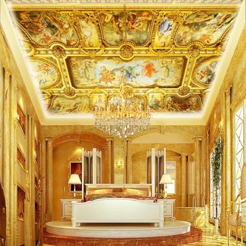 JCSMKFQ Deckenwandbild 3D Wohnzimmer Tapete Retro Ethno-Stil Charakter Innendeckendekoration Wandkunst Malerei Aufkleber von JCSMKFQ