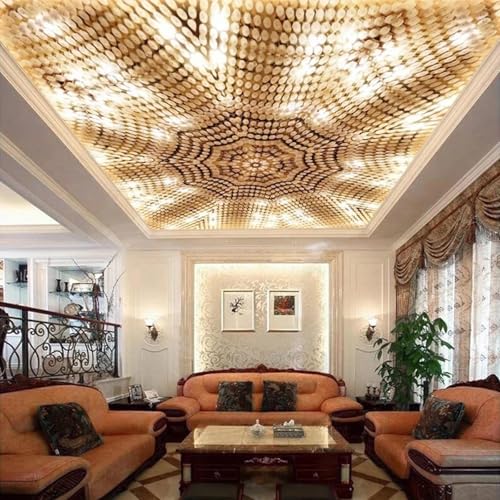 JCSMKFQ Deckenwandbild 3D Wohnzimmer Tapete Retro geometrische Textur Innendeckendekoration Wandkunst Malerei Aufkleber von JCSMKFQ