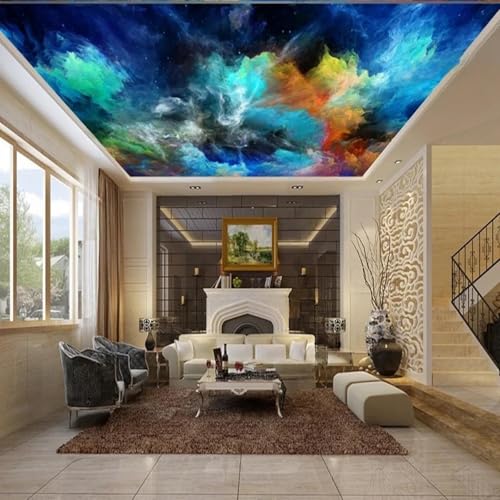 JCSMKFQ Deckenwandbild 3D Wohnzimmer Tapete abstrakt gemalt Ölgemälde Innendeckendekoration Wandkunst Malerei Aufkleber von JCSMKFQ