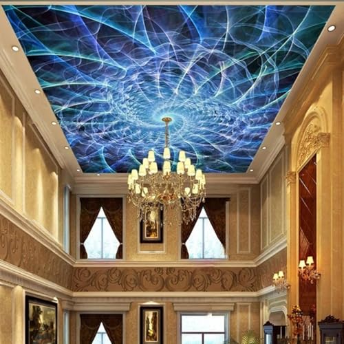 JCSMKFQ Deckenwandbild 3D Wohnzimmer Tapete abstrakte geometrische Wirbel Innendeckendekoration Wandkunst Malerei Aufkleber von JCSMKFQ