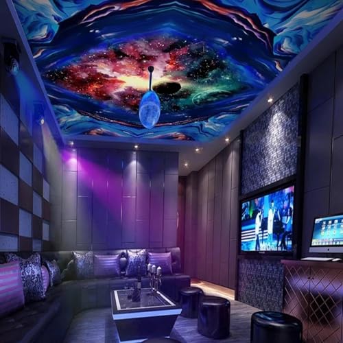 JCSMKFQ Deckenwandbild 3D Wohnzimmer Tapete abstraktes Universum Sternenhimmel Innendeckendekoration Wandkunst Malerei Aufkleber von JCSMKFQ