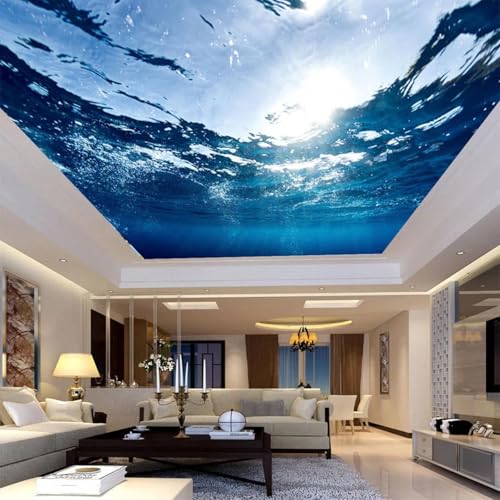JCSMKFQ Deckenwandbild 3D Wohnzimmer Tapete blaue Unterwasserwelt Innendeckendekoration Wandkunst Malerei Aufkleber von JCSMKFQ