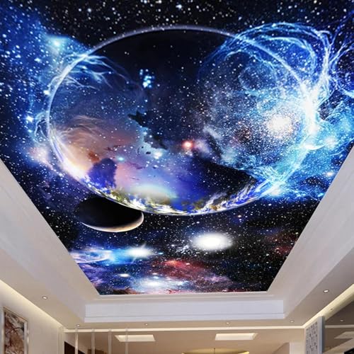 JCSMKFQ Deckenwandbild 3D Wohnzimmer Tapete dreidimensionale Sternenhimmel Universum Innendeckendekoration Wandkunst Malerei Aufkleber von JCSMKFQ