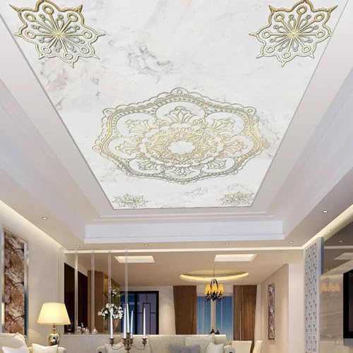 JCSMKFQ Deckenwandbild 3D Wohnzimmer Tapete grau Marmor geprägt Innendecke Dekoration Wand Kunst Malerei Aufkleber von JCSMKFQ