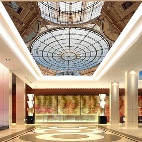 JCSMKFQ Deckenwandbild 3D Wohnzimmer Tapete klassisches Architekturmuster Innendeckendekoration Wandkunst Malerei Aufkleber von JCSMKFQ