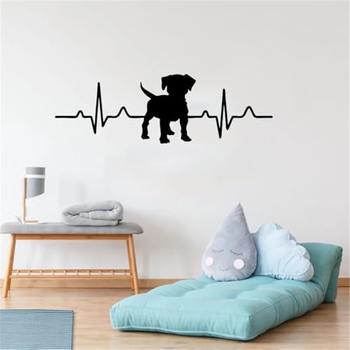 JCSMKFQ Hund Silhouette Herzschlag Wandaufkleber Vinyl Home Decor Pet Shop Fenster Aufkleber Abnehmbare Wandbild Tapete von JCSMKFQ