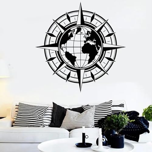 JCSMKFQ Kompass Erde Karte Silhouette Vinyl Wandaufkleber Rose Nautischen Wohnzimmer Büro Dekorative Aufkleber JCSMKFQ Kompass Erde Karte Silhouette Vinyl Wandaufkleber Rose Nautischen Wohnzimmer Büro Dekorative Aufkleber von JCSMKFQ