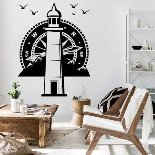 JCSMKFQ Leuchtturm Kompass Nautische Reise Vinyl Wand Aufkleber Strand Stil Berg Vogel Wohnzimmer Kinderzimmer Dekoration JCSMKFQ Leuchtturm Kompass Nautische Reise Vinyl Wand Aufkleber Strand Stil Berg Vogel Wohnzimmer Kinderzimmer Dekoration von JCSMKFQ