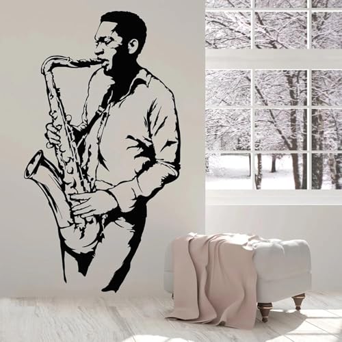 JCSMKFQ Musik Saxophonspieler Jazz Club Vinyl Wand Aufkleber Schlafzimmer Musik Klassenzimmer Dekoration JCSMKFQ Musik Saxophonspieler Jazz Club Vinyl Wand Aufkleber Schlafzimmer Musik Klassenzimmer Dekoration von JCSMKFQ