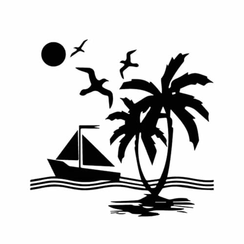 JCSMKFQ Segelboot Kokosnussbaum Wandaufkleber Indoor Kinderzimmer Dekorative Kunst Aufkleber Auto Karosserie Fenster Wandbild Aufkleber von JCSMKFQ