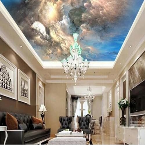 JCSMKFQ Selbstklebende PVC-Wandbild 3D Wohnzimmer Tapete dreidimensionale abstrakte bunte Wolken Innendecke Dekoration Wandkunst Malerei Aufkleber von JCSMKFQ