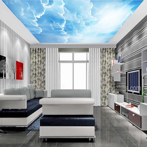 JCSMKFQ Selbstklebende PVC-Wandbild 3D Wohnzimmer Tapete dreidimensionalen blauen Himmel und weiße Wolken Innendecke Dekoration Wandkunst Malerei Aufkleber von JCSMKFQ