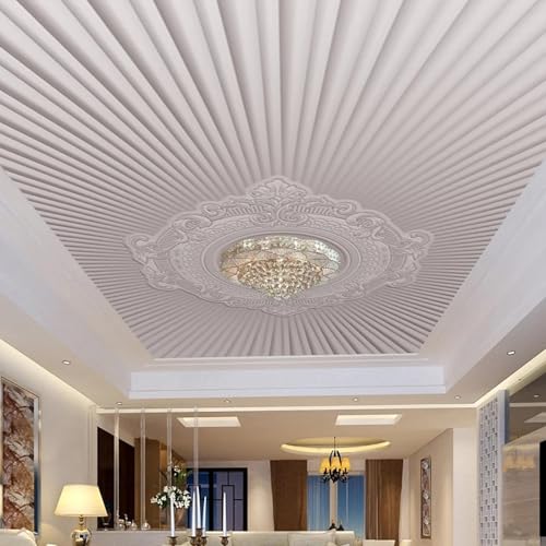 JCSMKFQ Selbstklebende PVC-Wandbild 3D Wohnzimmer Tapete weißen Gipsstreifen Innendecke Dekoration Wand Kunst Malerei Aufkleber von JCSMKFQ