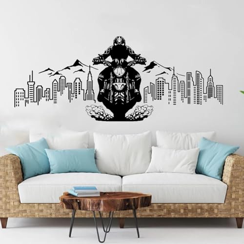 JCSMKFQ Stadt Skyline Motorrad Wandaufkleber Aufkleber Mountainbike Reiten Sport Stadtlandschaft Kinderzimmer JCSMKFQ Stadt Skyline Motorrad Wandaufkleber Aufkleber Mountainbike Reiten Sport Stadtlandschaft Kinderzimmer von JCSMKFQ